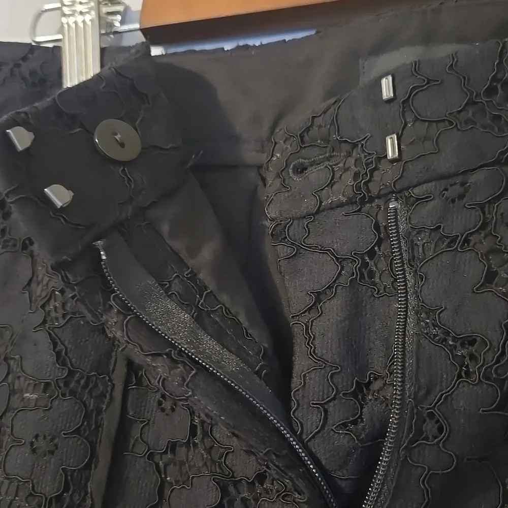 Express Trouser High Waist Black Lace Pants Size 10S - Picture 7 of 10